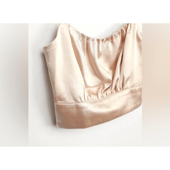 Satin crop top by Lulus Champagne color, Luxe'd Out Model Size Medium - Picture 6 of 8